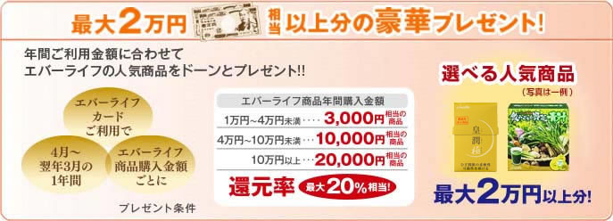 最大２万円相当以上分の豪華プレゼント！